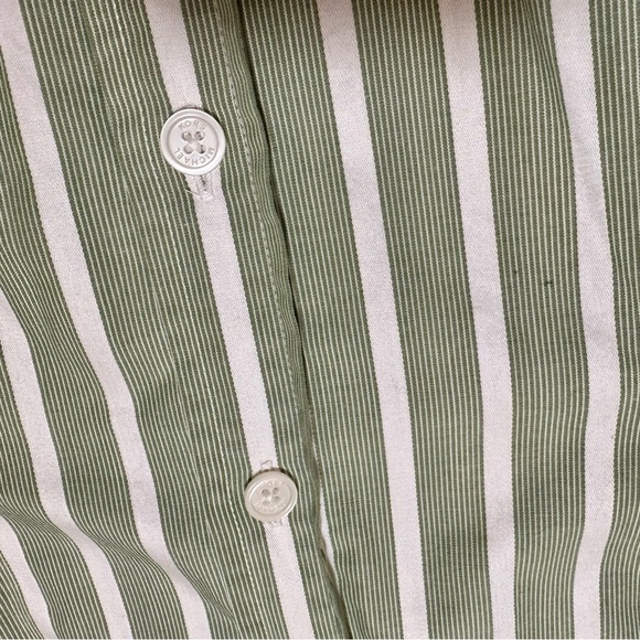 MICHAEL Michael Kors Women’s White & Green Striped Button Down Shirt SZ 10 - Picture 6 of 8